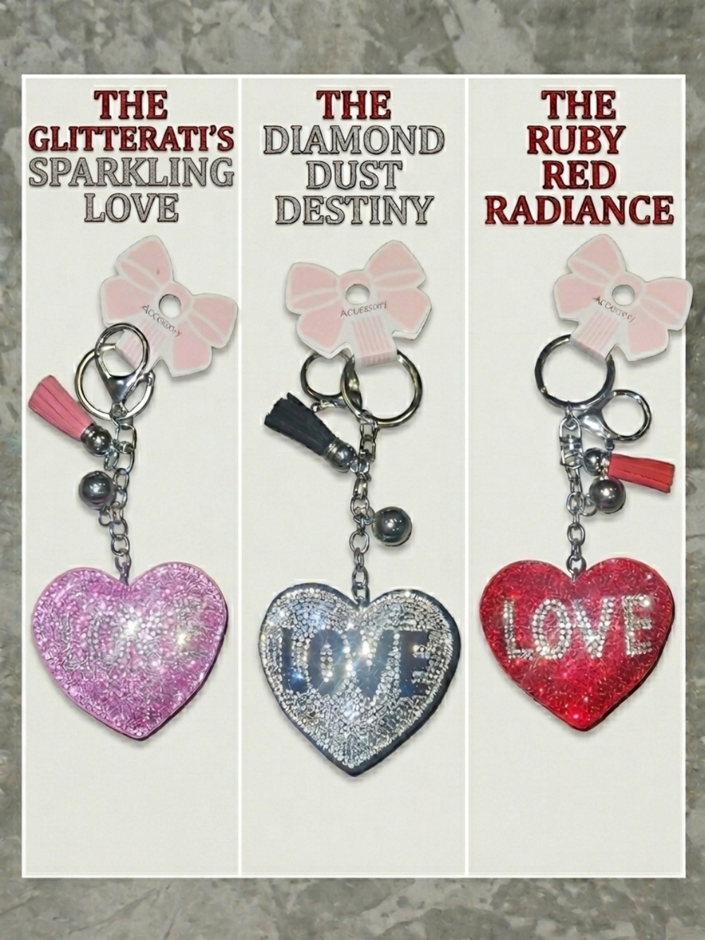 Rhinestone Heart 'LOVE' Keychain Nwt